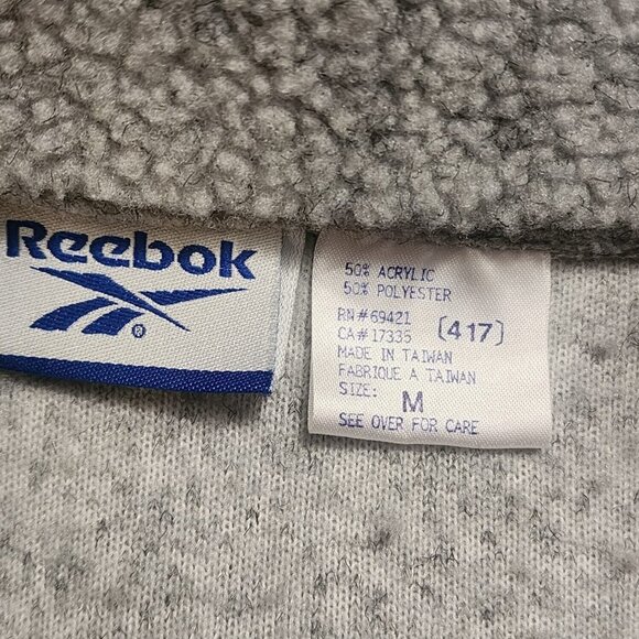 Reebok Men's Gray Fleece Pullover Quarter Zip Mock Neck Sweater Size Medium - Picture 8 of 11